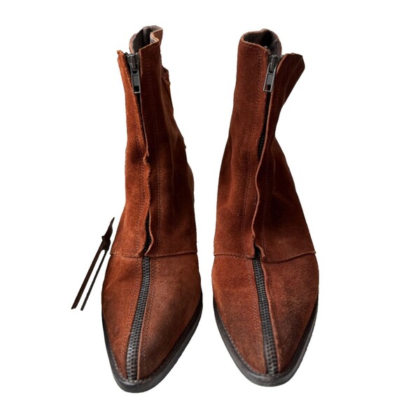 Free People Shoes - Free People Caldera Suede Ankle Boots w/ Double Zippers Rust/Brown Size 8/EU 38